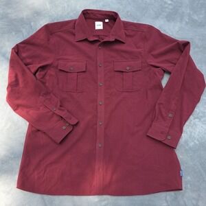ROWM Men's Xlt Long Sleeve Button Up Lodge Collection Wine‎ Color Gorpcore Cabin